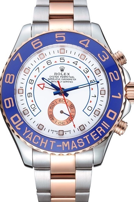 Aaa replica watch 622270 Bracelet Rolex and II Bezel Gold Steel White Dial Blue Rose Stainless Yacht-Master 0730